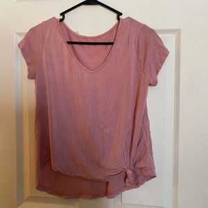 pink v-neck t-shirt